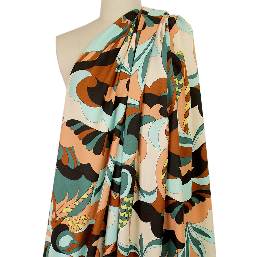 French 'Pucc!-esque landscape' pebble crepe woven 1.25 yds