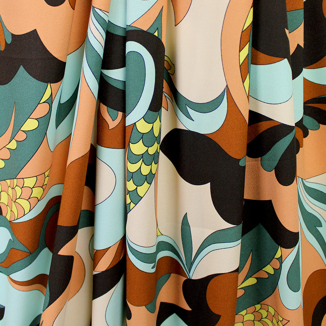 French 'Pucc!-esque landscape' pebble crepe woven 1.25 yds