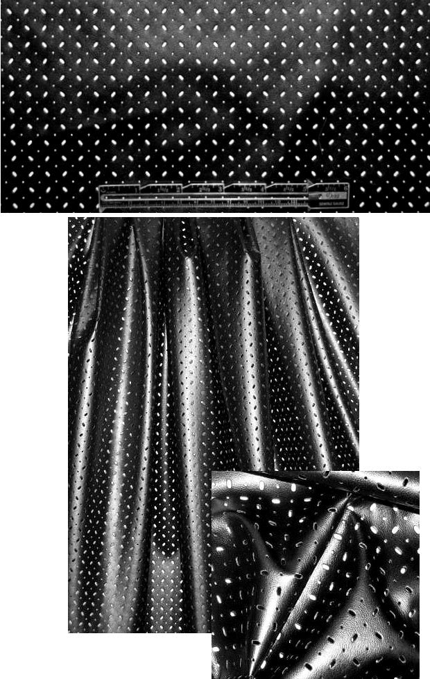 perforated faux leather - criss cross black 1.25 yd