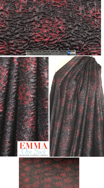 Tah@ri printed faux Persian lamb - burgundy animal 1 yard