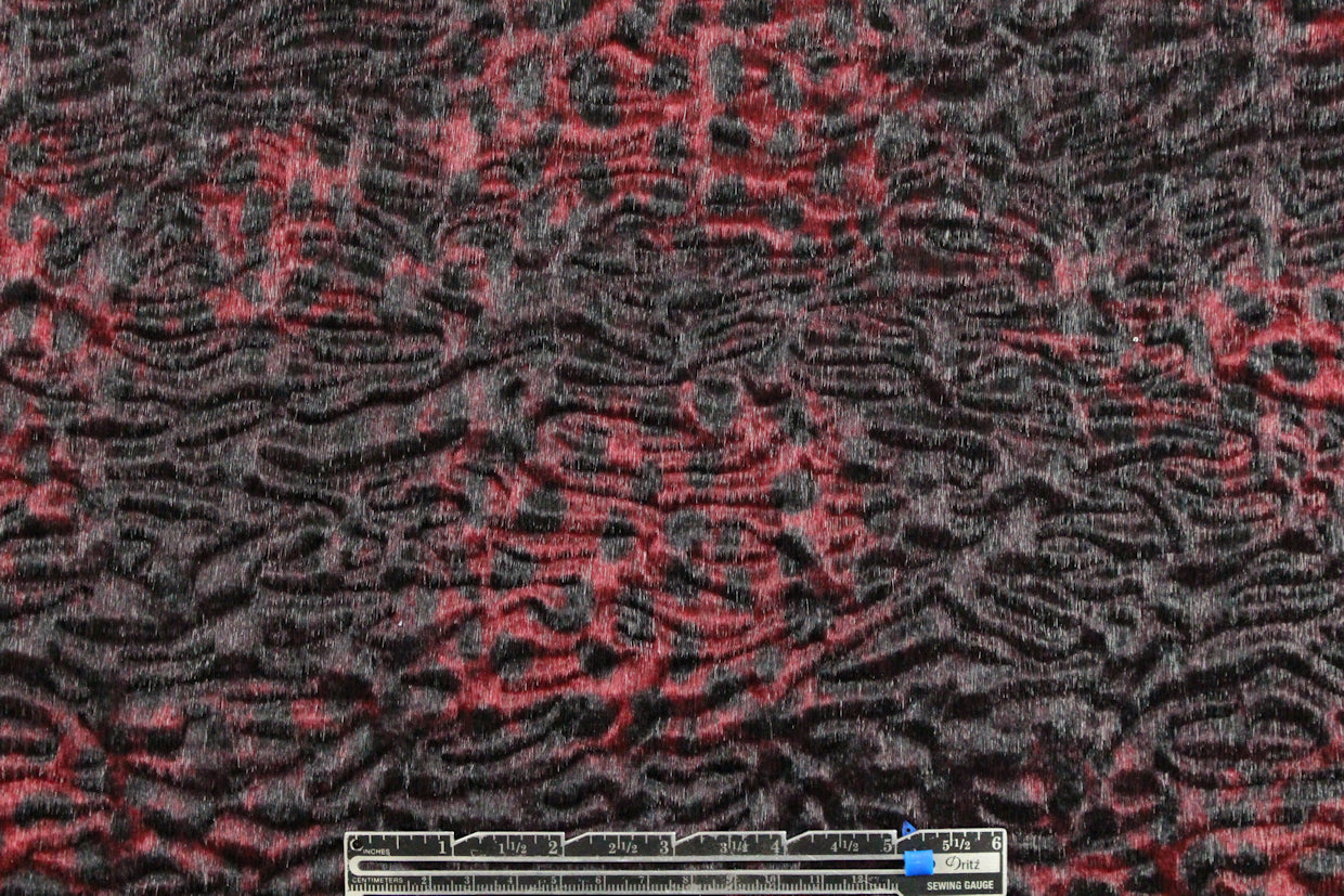 Tah@ri printed faux Persian lamb - burgundy animal 1.88 yds
