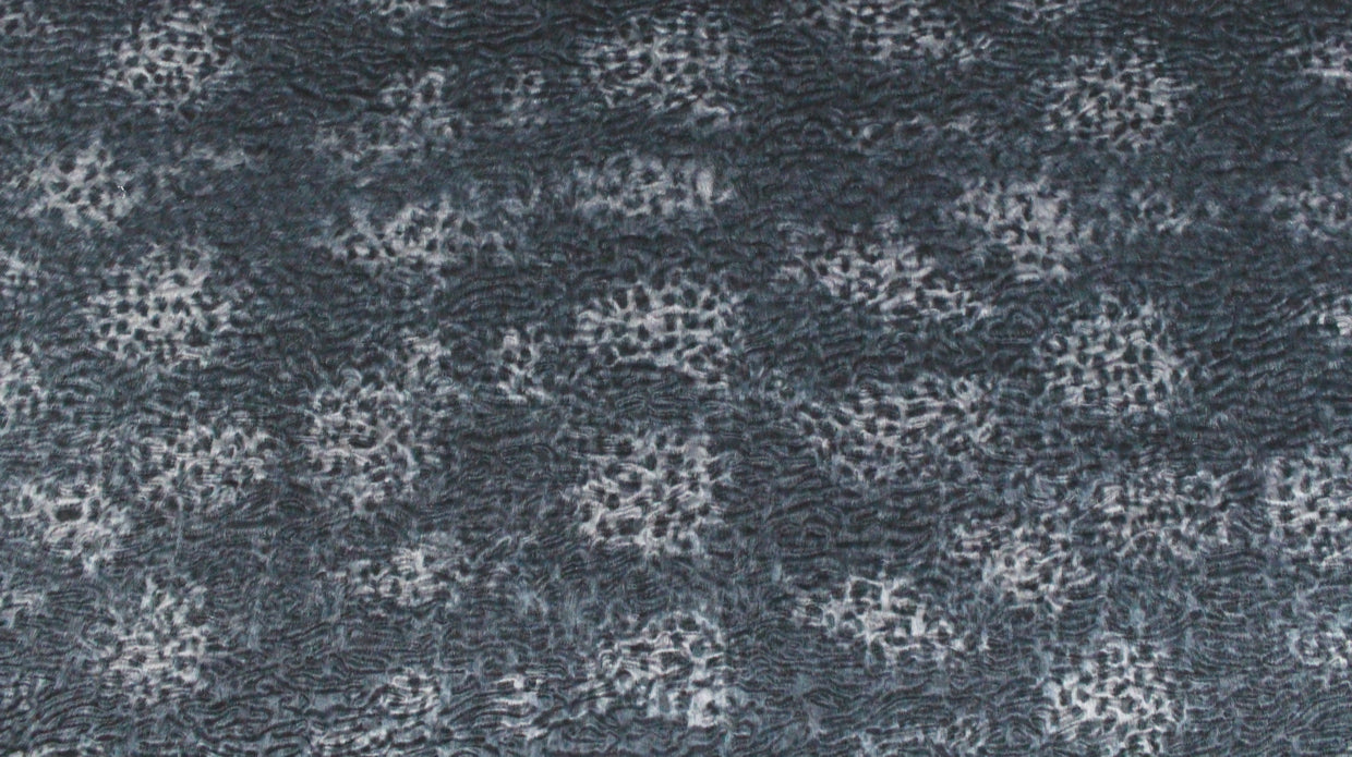 Tah@ri printed faux Persian lamb - navy animal 1.875 yds