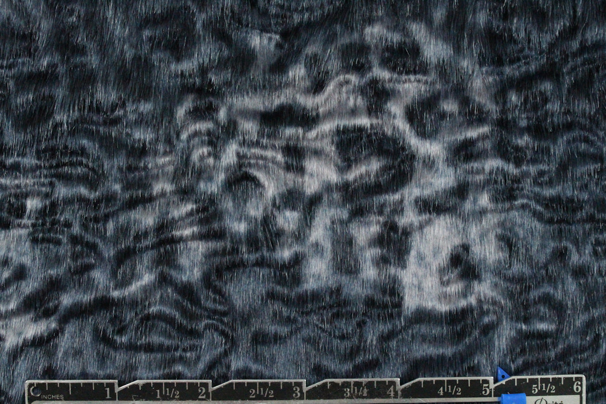 Tah@ri printed faux Persian lamb - navy animal
