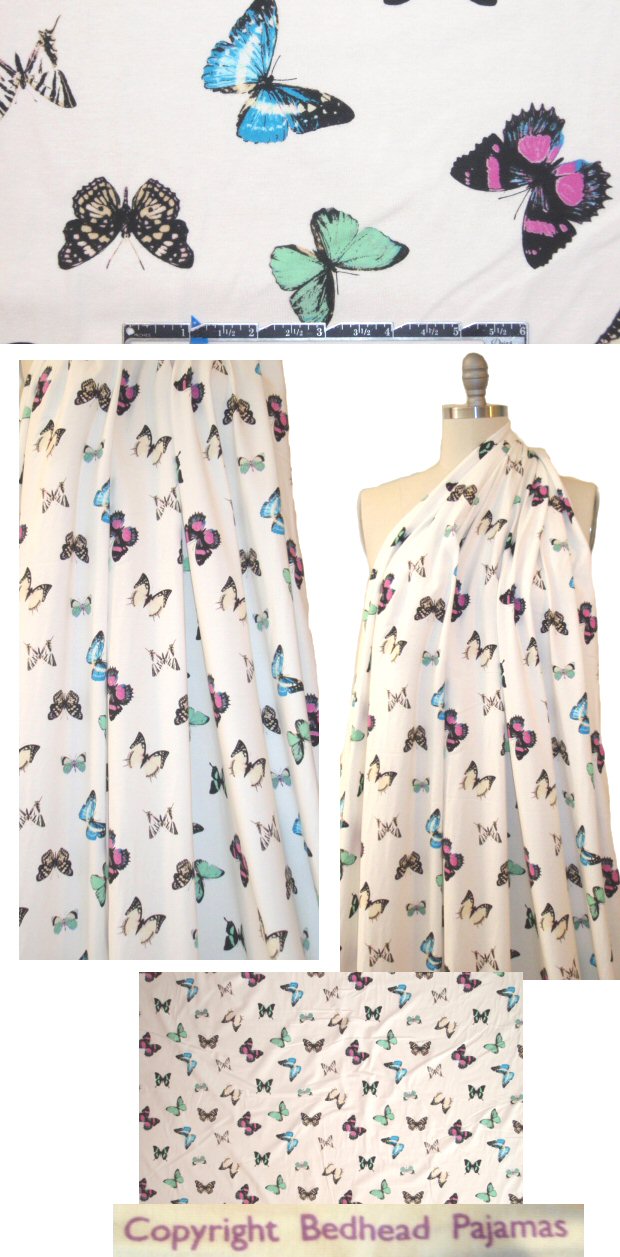 Bedhe@d butterflies on display COTTON/lycra knit 1.375 yd