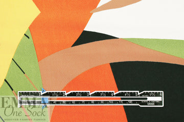 'paper jungle' viscose woven - paprika/gold/celadon 1.5 yds