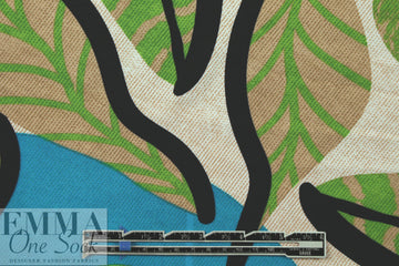 'deco-leaf drama' viscose woven - turquoise/lime 2 yd