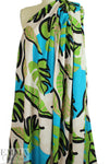 'deco-leaf drama' viscose woven - turquoise/lime 2 yd