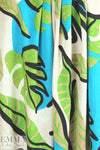 'deco-leaf drama' viscose woven - turquoise/lime 2 yd
