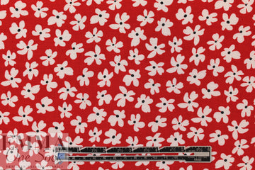 red/white mini floral viscose woven 1.5 yds
