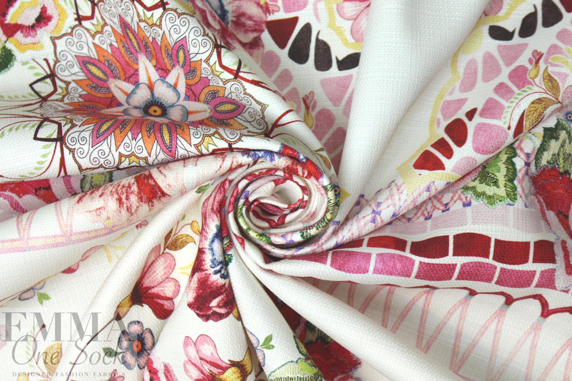 Italian printed textured cotton woven - decorative panel 2 panel