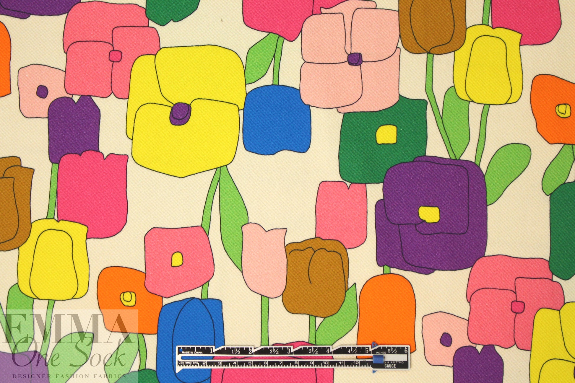 Mi11y stylized tulips stretch cotton pique'