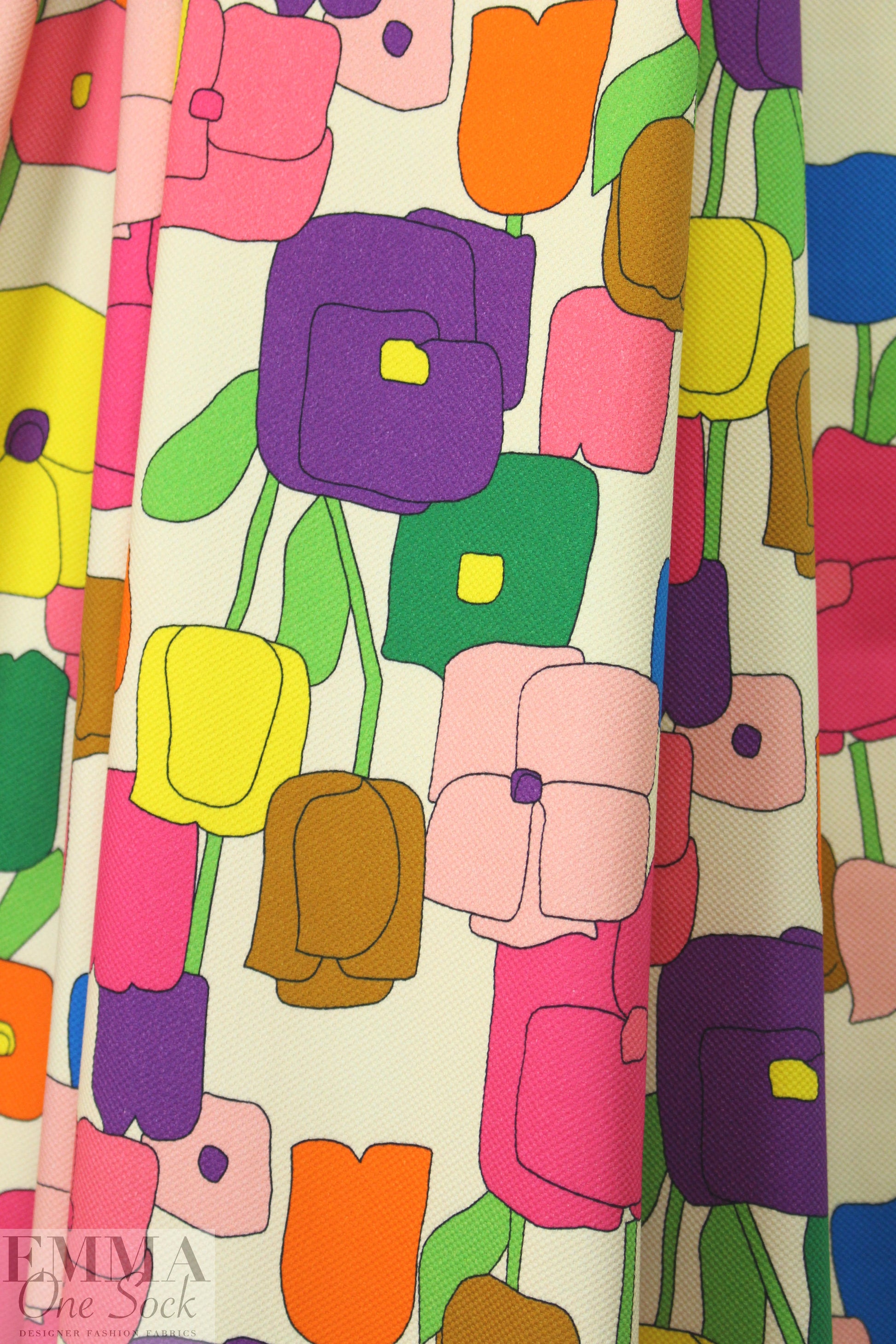 Mi11y stylized tulips stretch cotton pique'