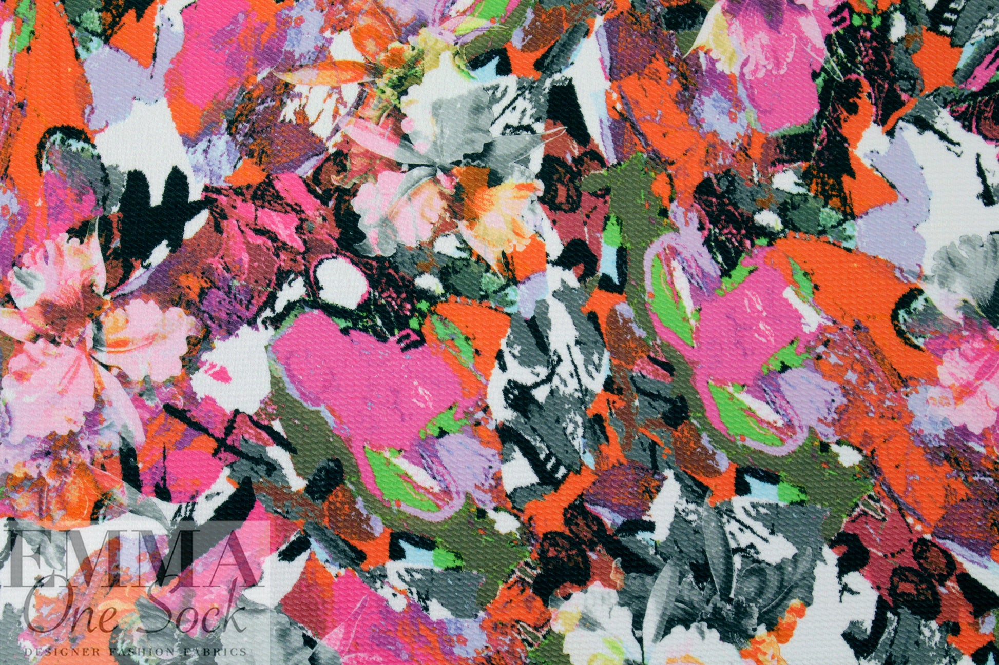 garden abstraction textured pique' knit - pink 1.75 yds