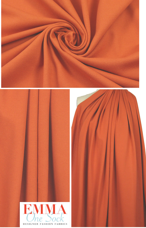 Italian pique stitch all cotton knit - spicy orange