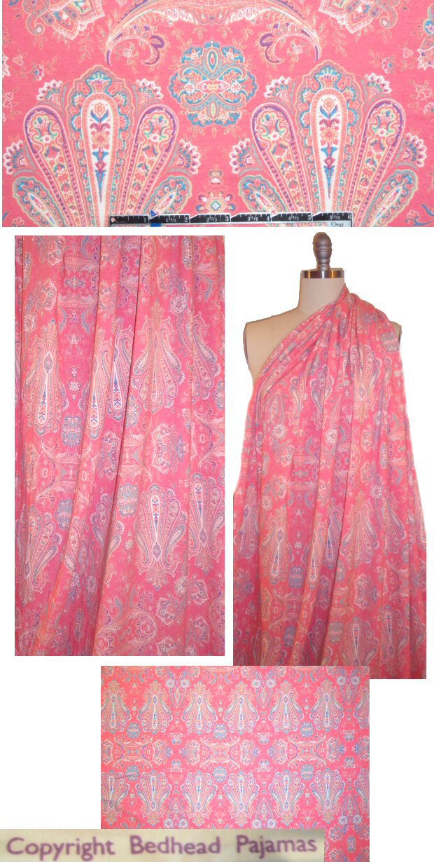 Bedhe@d strawberry pink paisley COTTON/lycra knit 1.625 yd