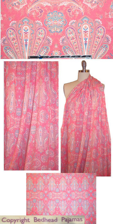 Bedhe@d strawberry pink paisley COTTON/lycra knit 1.125 yd