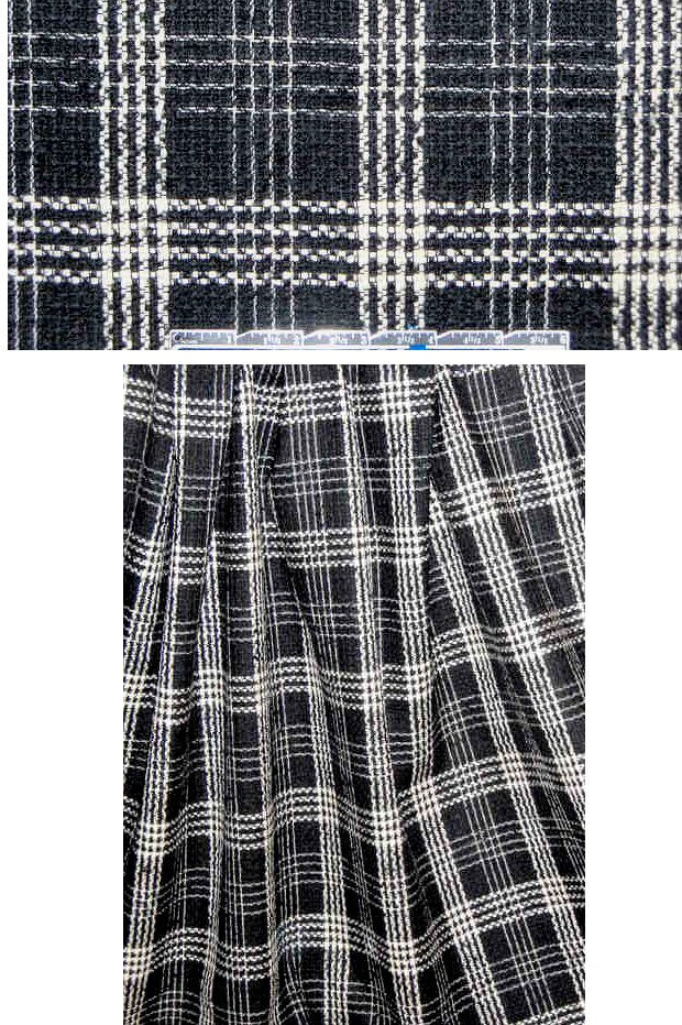 Anne K1ein black/winter white wool,etc. plaid 1.125 yds
