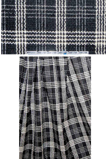 Anne K1ein black/winter white wool,etc. plaid 1.125 yds