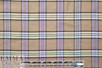 Italian yarn-dyed plaid wool shirting - taupe/lavender 1.75 yd