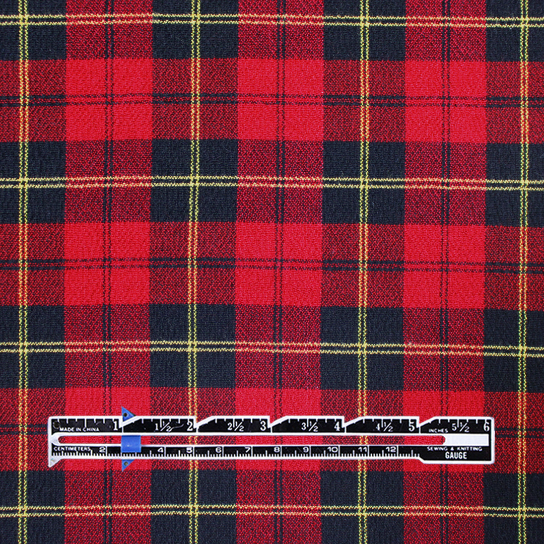 CA designer tartan plaid rayon crepe stretch woven 2 yd