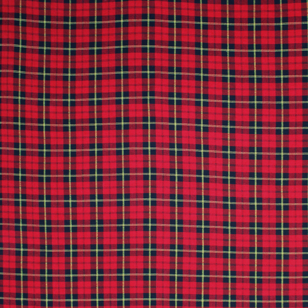 CA designer tartan plaid rayon crepe stretch woven 2 yd
