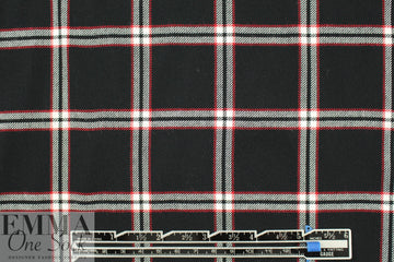French yarn-dyed plaid drapey shirting - black/red