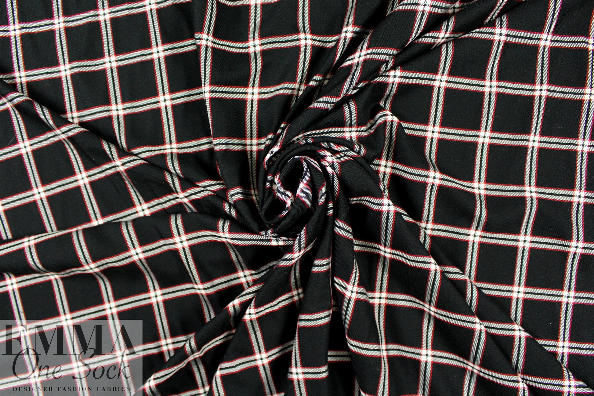 French yarn-dyed plaid drapey shirting - black/red
