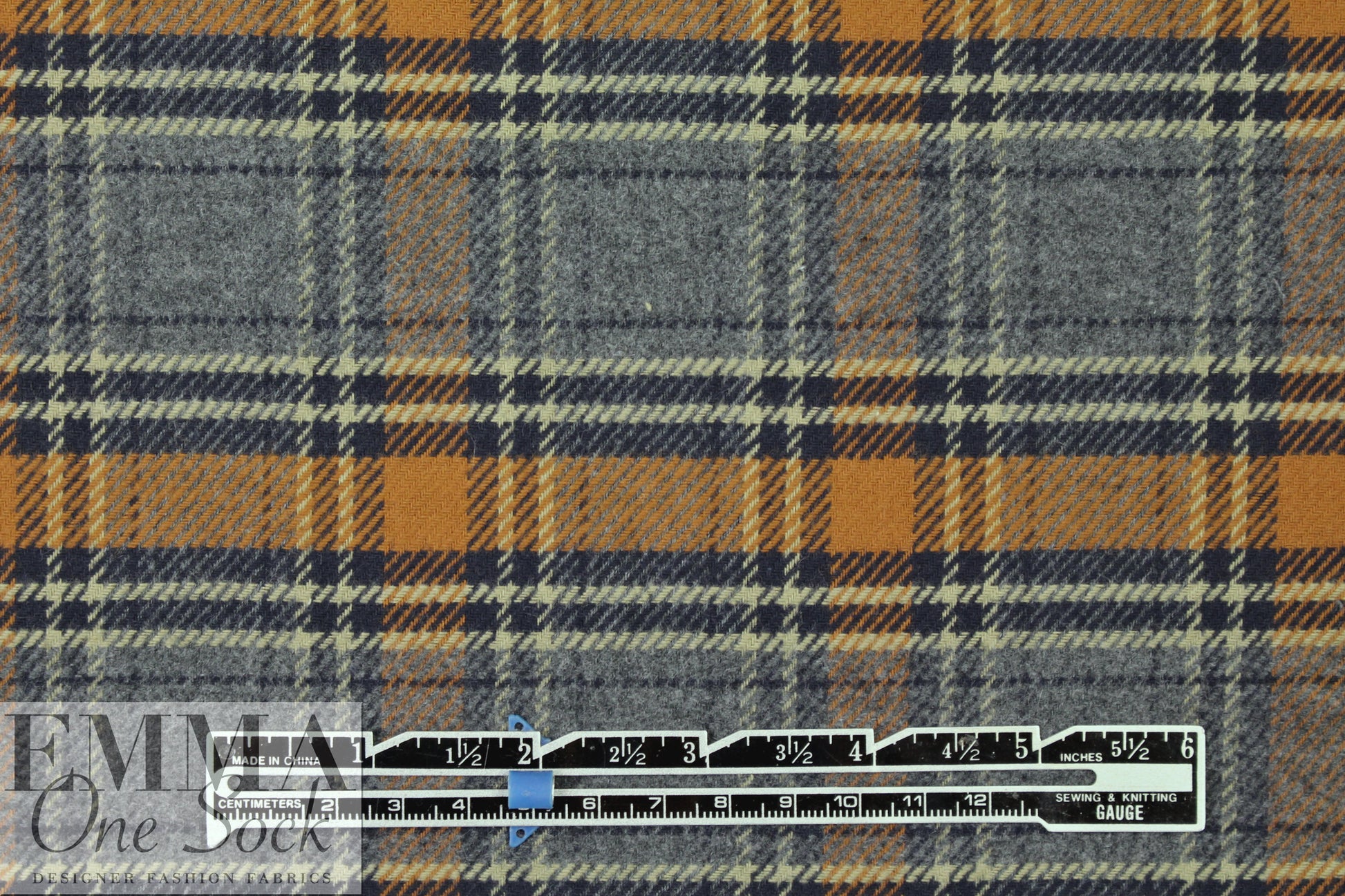 NY designer yarn-dye cotton plaid flannel - cinnamon/gray 1.375 yd