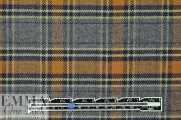 NY designer yarn-dye cotton plaid flannel - cinnamon/gray 1.375 yd