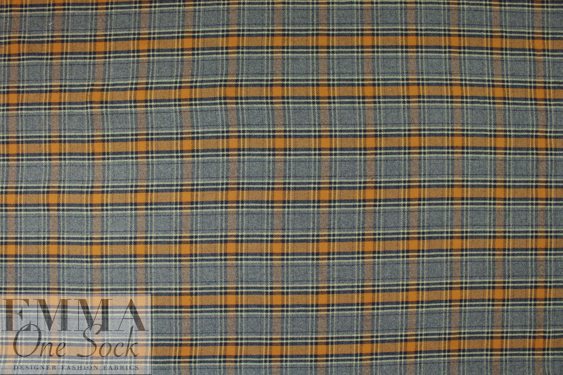 NY designer yarn-dye cotton plaid flannel - cinnamon/gray