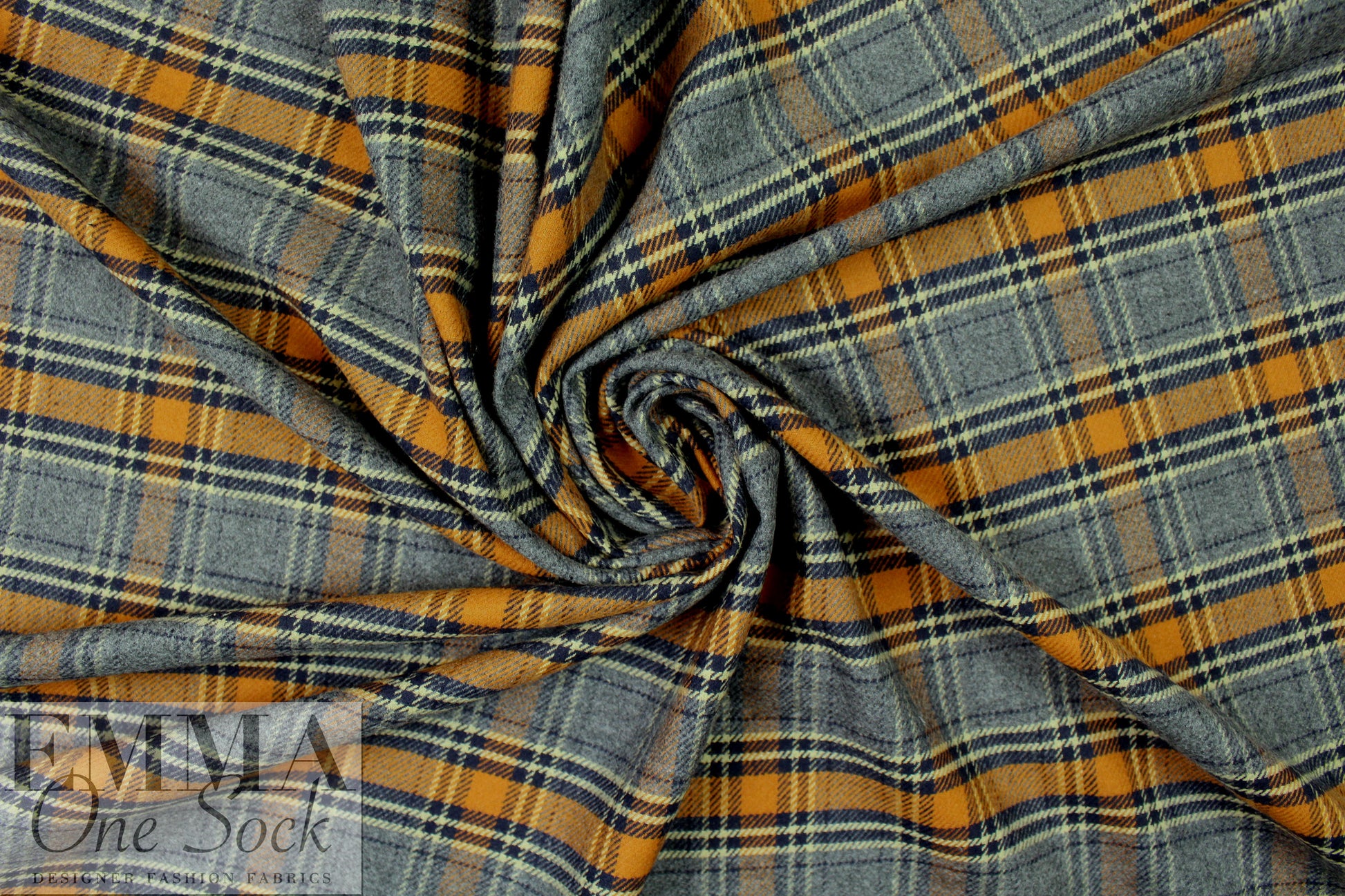 NY designer yarn-dye cotton plaid flannel - cinnamon/gray 1.375 yd