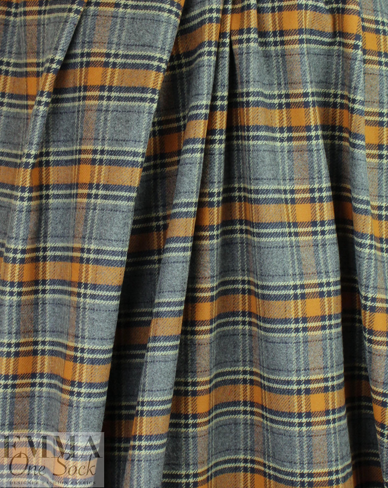 NY designer yarn-dye cotton plaid flannel - cinnamon/gray