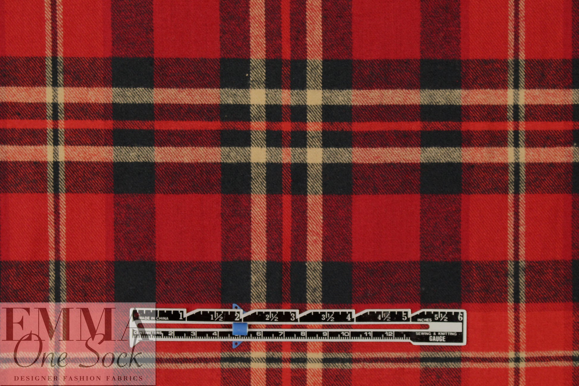 NY designer yarn-dye cotton plaid flannel - red/deep forest 1.5 yd