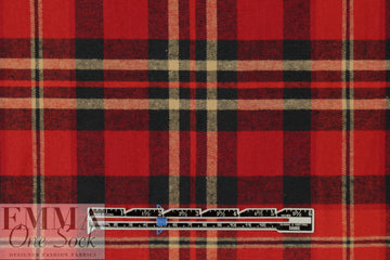 NY designer yarn-dye cotton plaid flannel - red/deep forest 1.5 yd