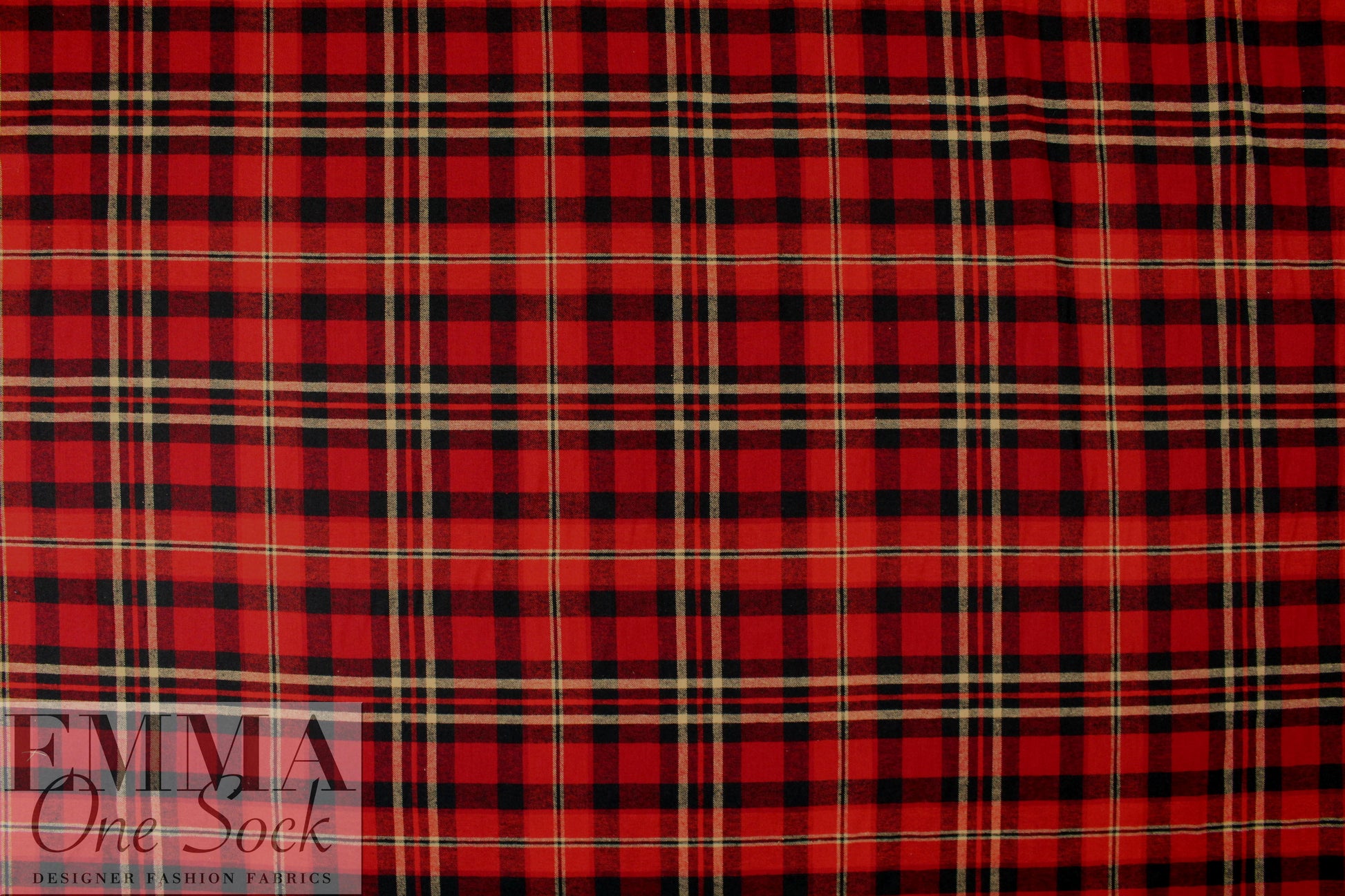 NY designer yarn-dye cotton plaid flannel - red/deep forest 1.5 yd