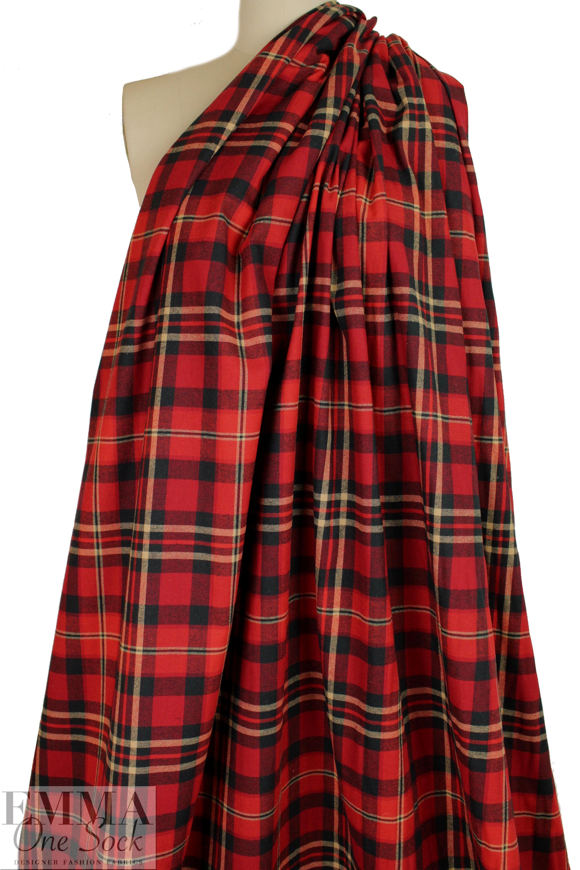 NY designer yarn-dye cotton plaid flannel - red/deep forest