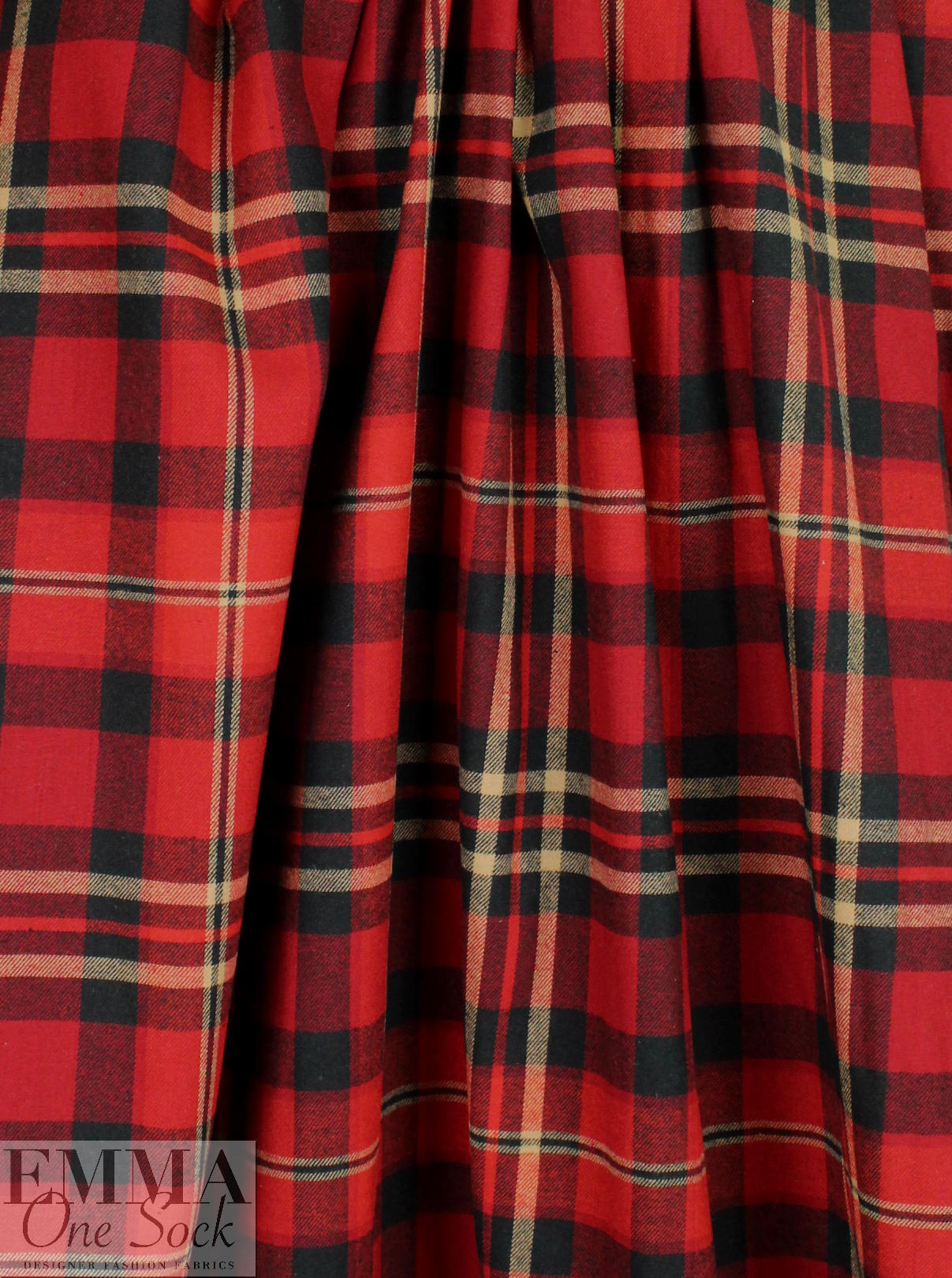 NY designer yarn-dye cotton plaid flannel - red/deep forest .75 yds