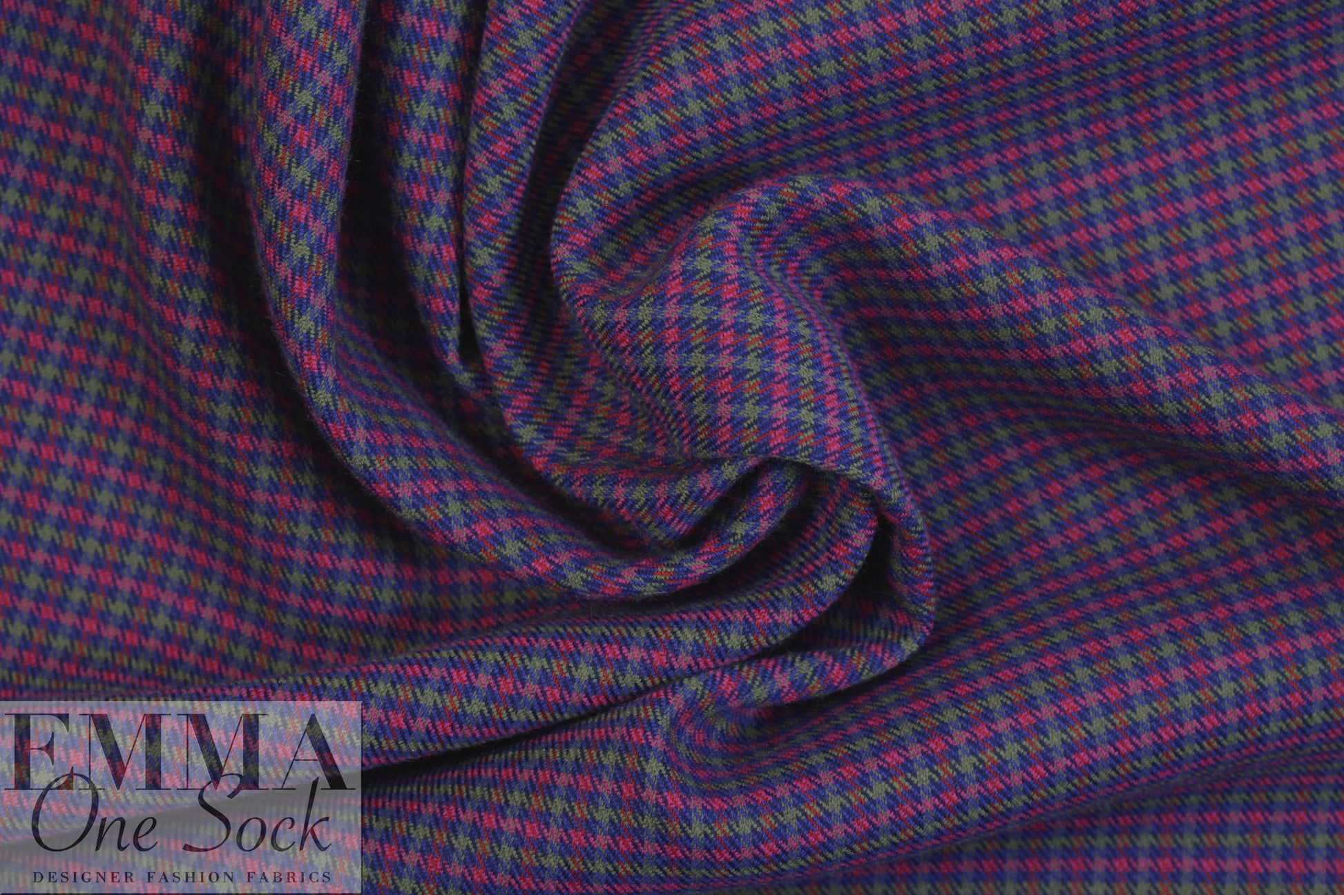 NY designer stretch yarn dyed plaid - rose/navy