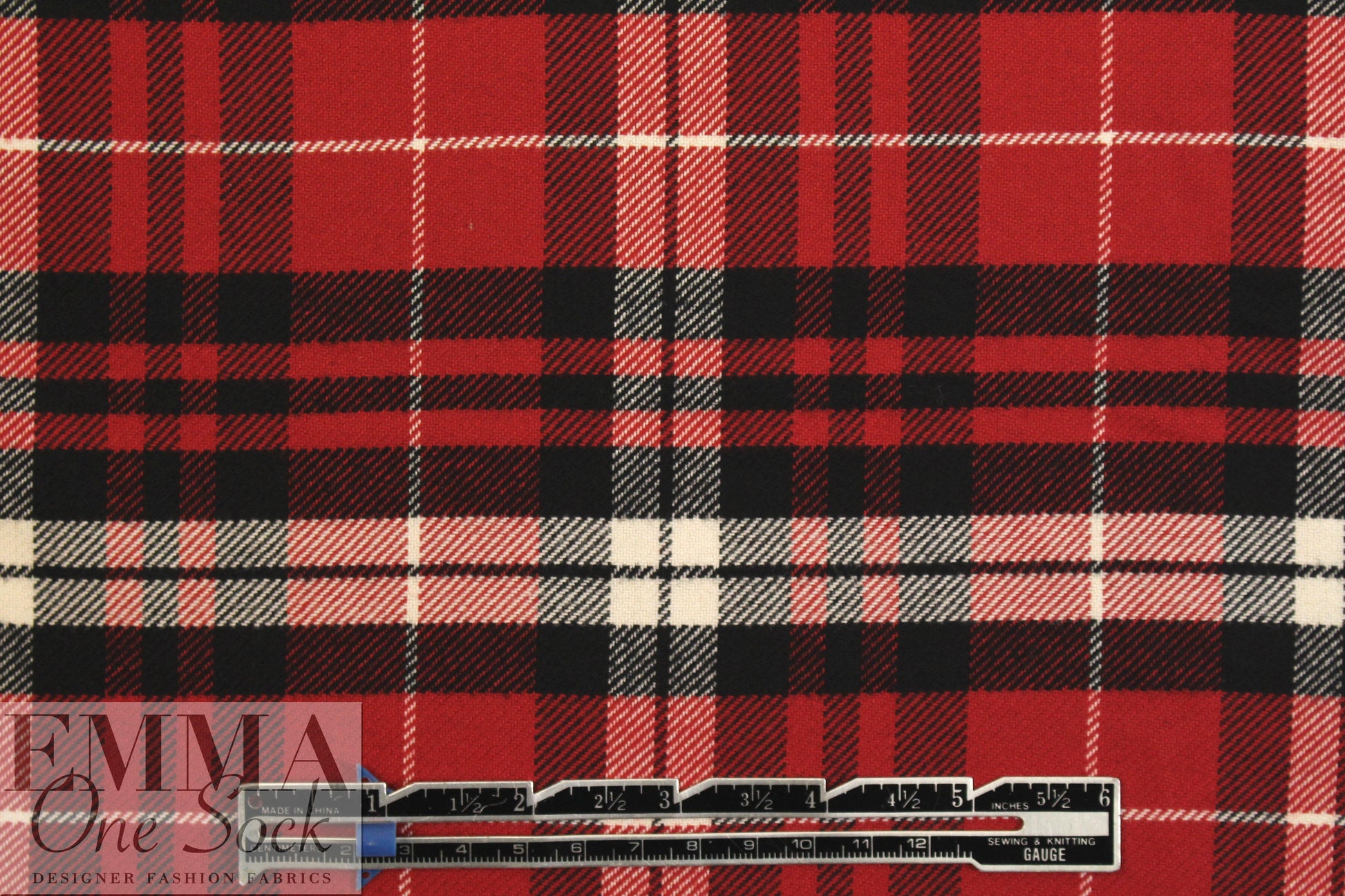Italian yarn-dye cotton plaid flannel - red/black/white 1.5 yd