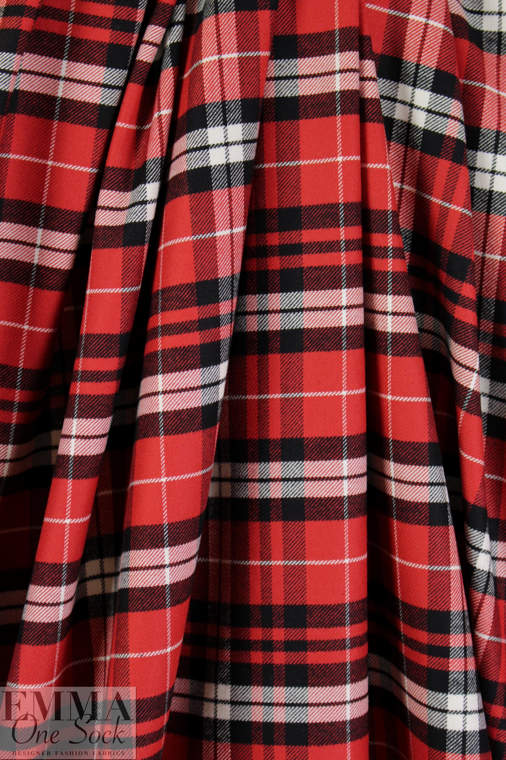 Italian yarn-dye cotton plaid flannel - red/black/white 1.5 yd