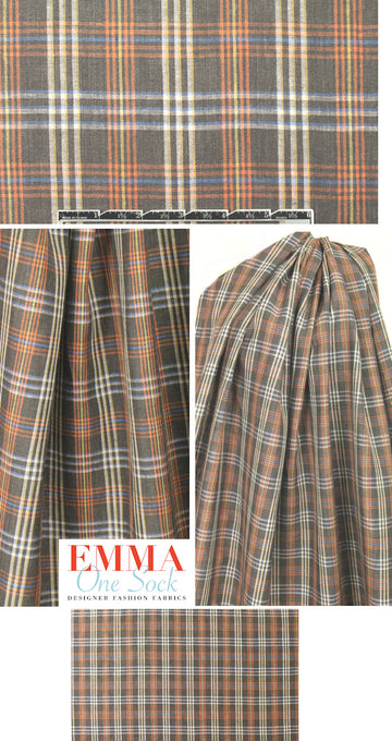 Steven A1an yarn-dye plaid linen shirting - woodsy brown 1.5 yd