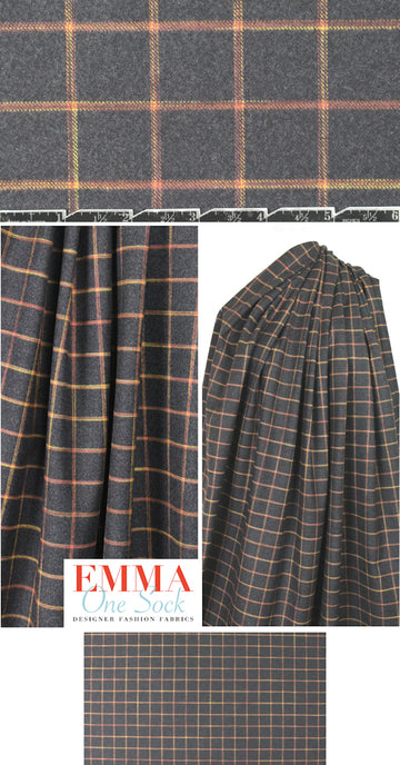 Steven A1an yarn-dye plaid cotton flannel - charcoal/spice