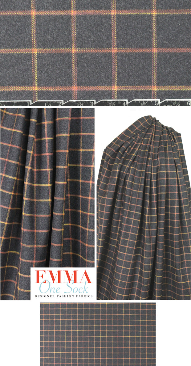 Steven A1an yarn-dye plaid cotton flannel - charcoal/spice 1.5 yd