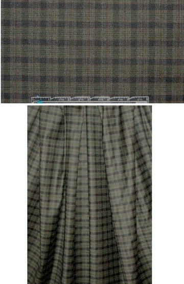 Italian wool/lycra black/loden Scotch plaid