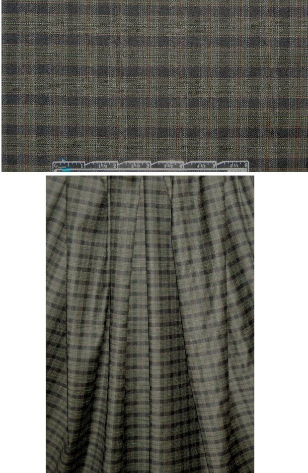 Italian wool/lycra black/loden Scotch plaid  .66 yds
