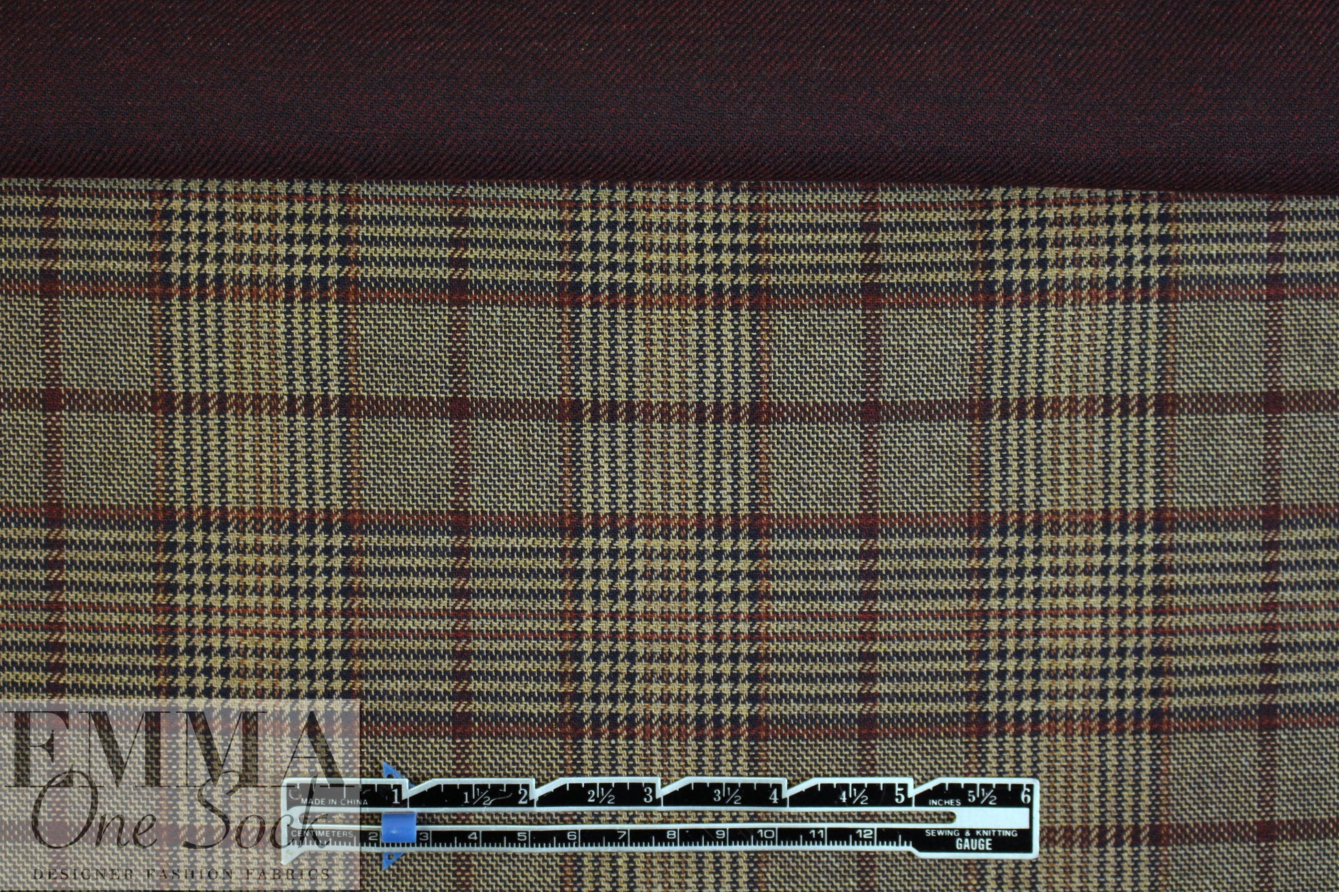 Italian earthtones yarn dyed doublesided plaid woven 1.875 yd