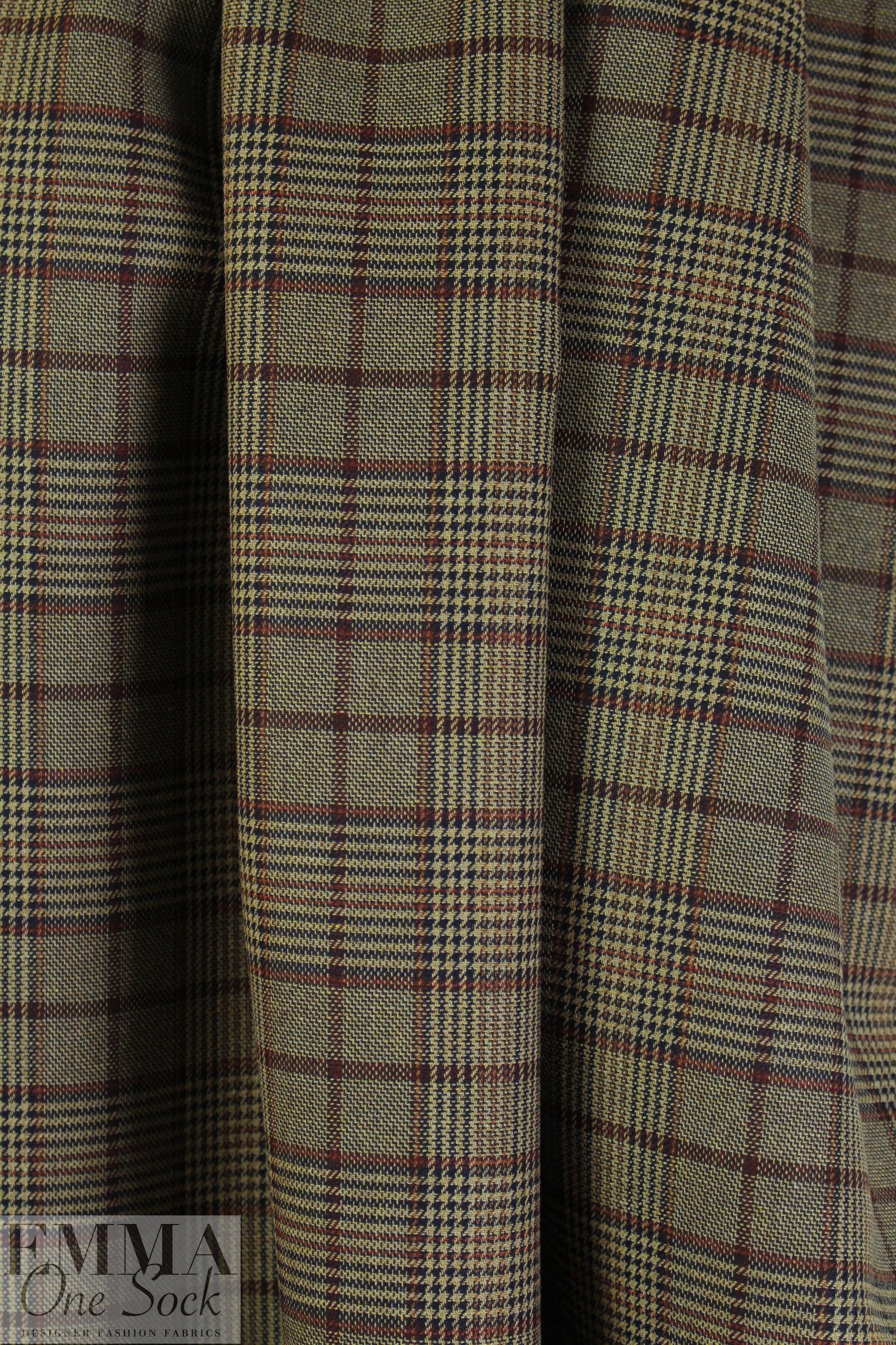 Italian earthtones yarn dyed doublesided plaid woven 2.375 yd
