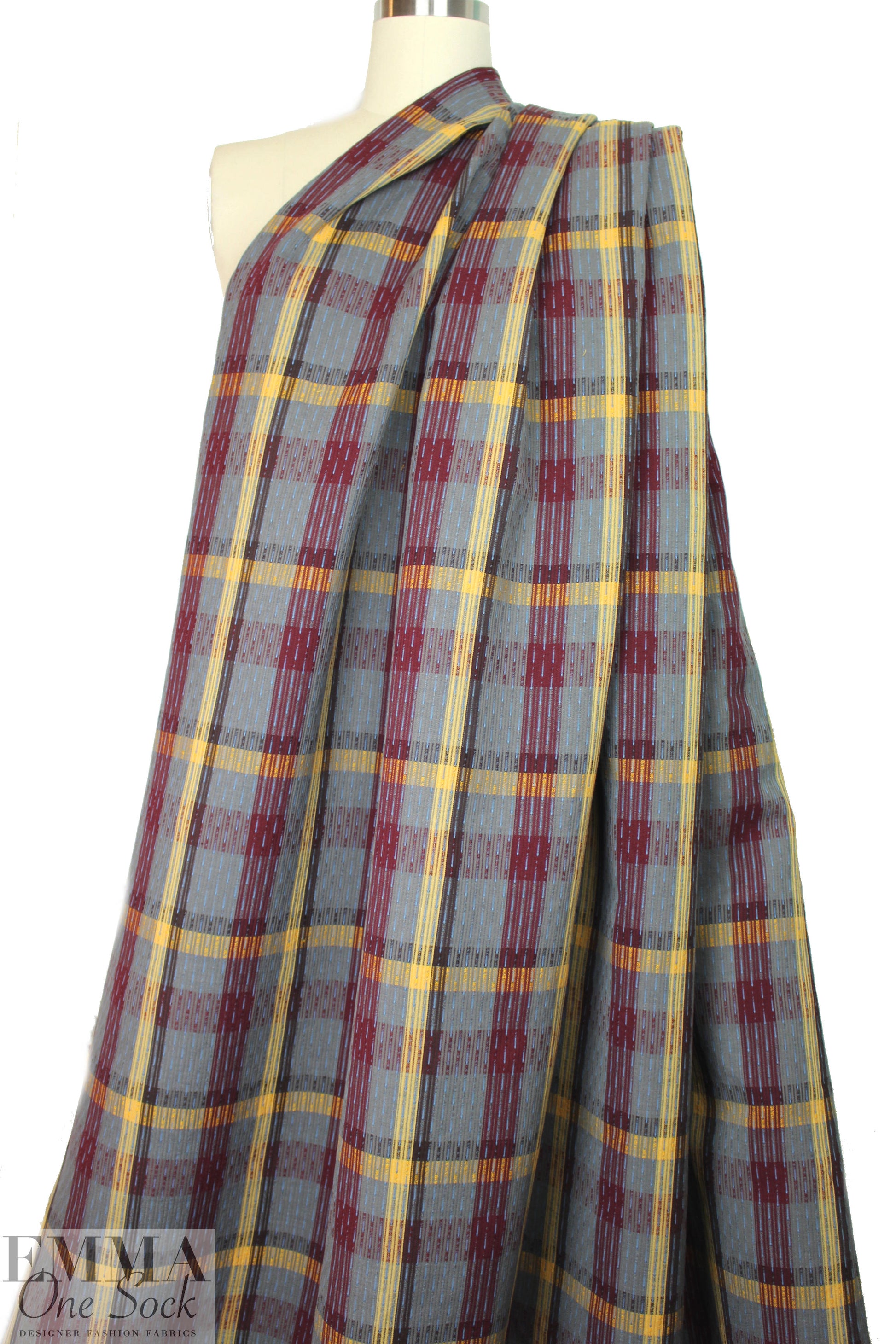 NY designer yarn dyed cotton jacquard plaid woven