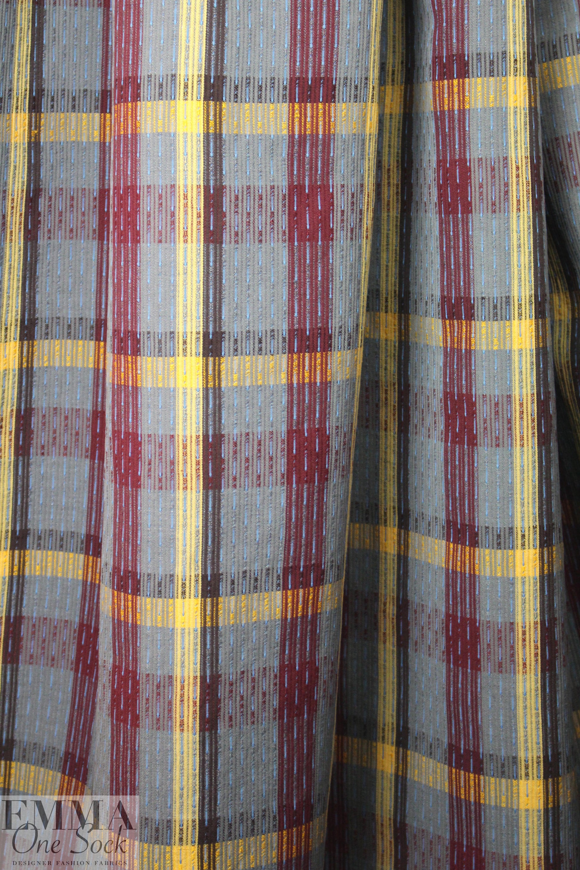 NY designer yarn dyed cotton jacquard plaid woven 2.125 yd