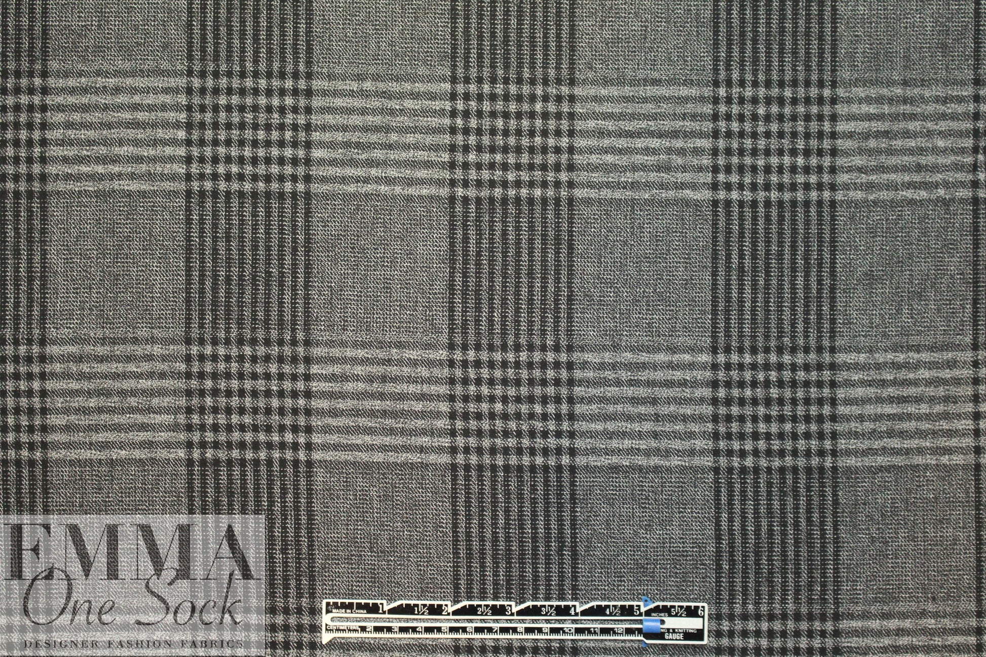 Italian licorice/gray plaid soft and elegant suiting 1 yard